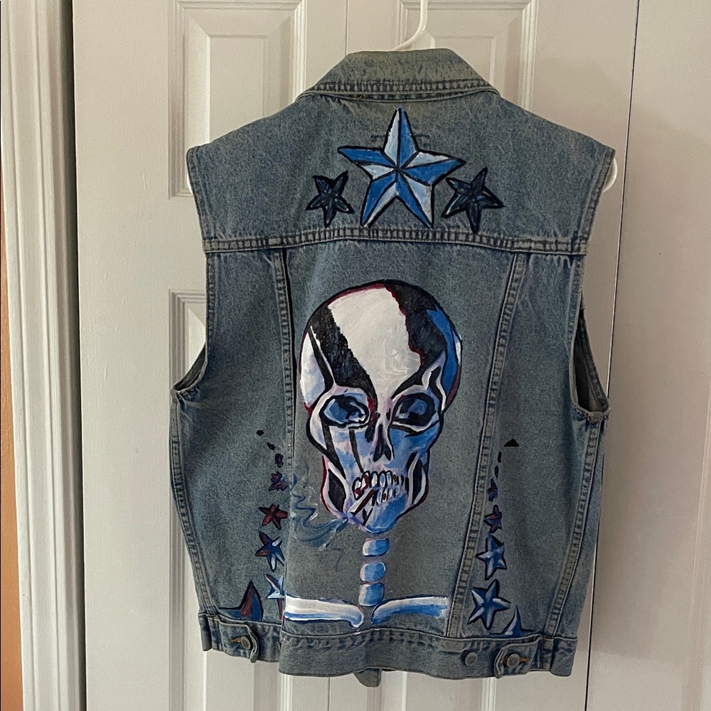 Gitano Hand Painted Blue Denim Vest